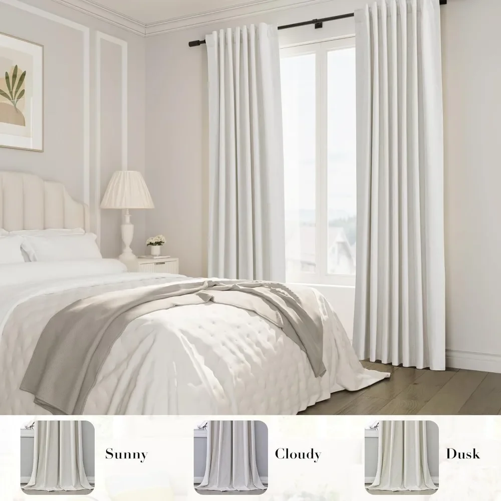 100% шторы блэкаут 120 дюйма сверхдлинные кольца с ремнем/зажимом затемняющие от