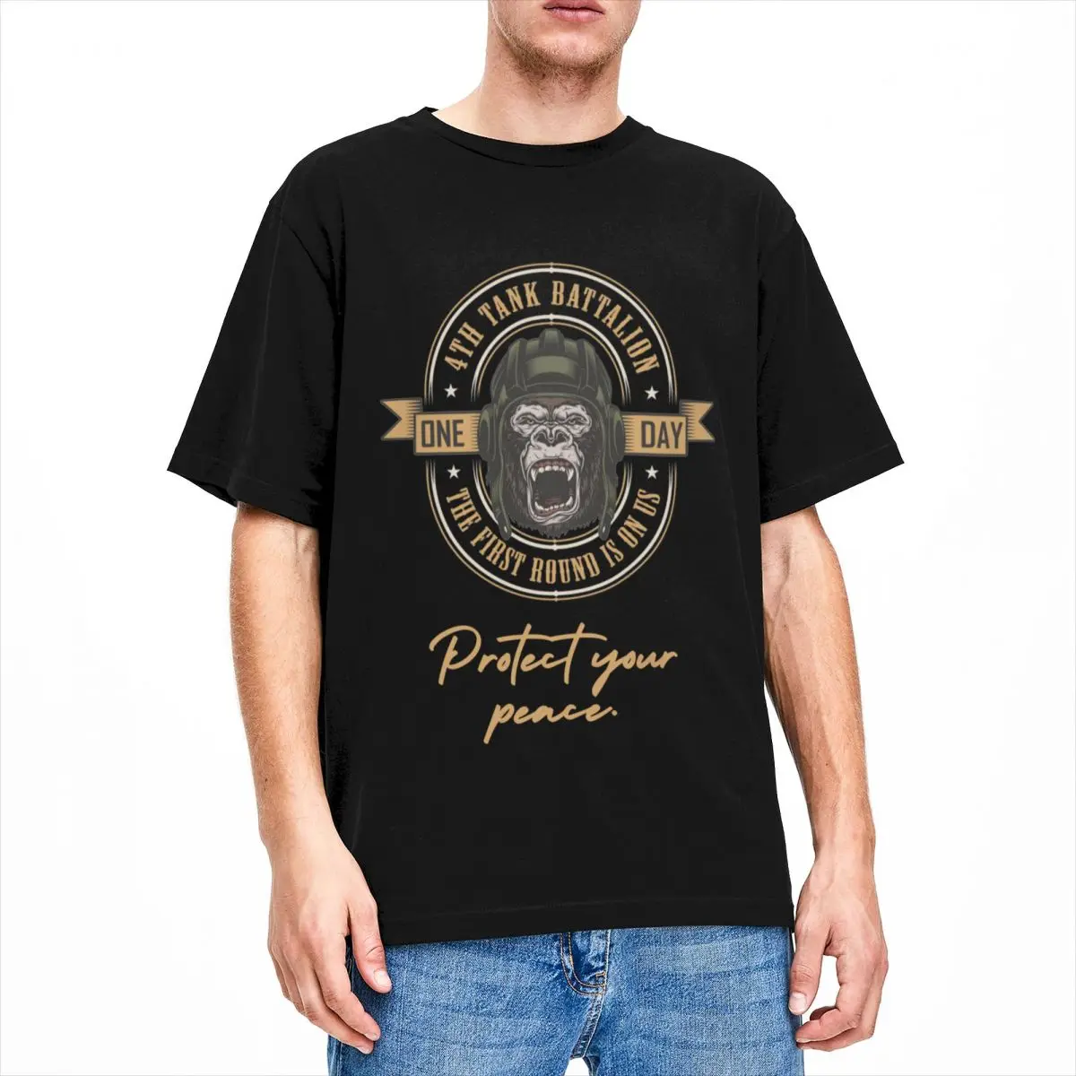 

Футболка с надписью «Game War Thunder Protect Your Peace»