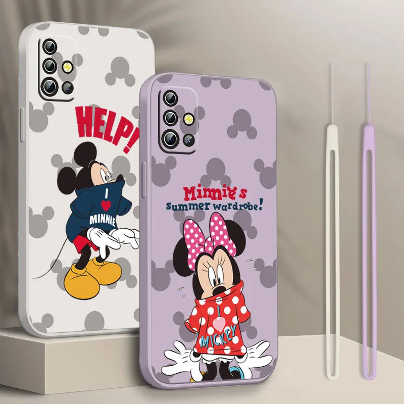 

Fashion Cute Mickey Phone Case For Samsung A01 A02 A03 A7 A10 A10S A11 A12 A13 A20 A21S A22 CORE 4G 5G Liquid Rope Soft Back
