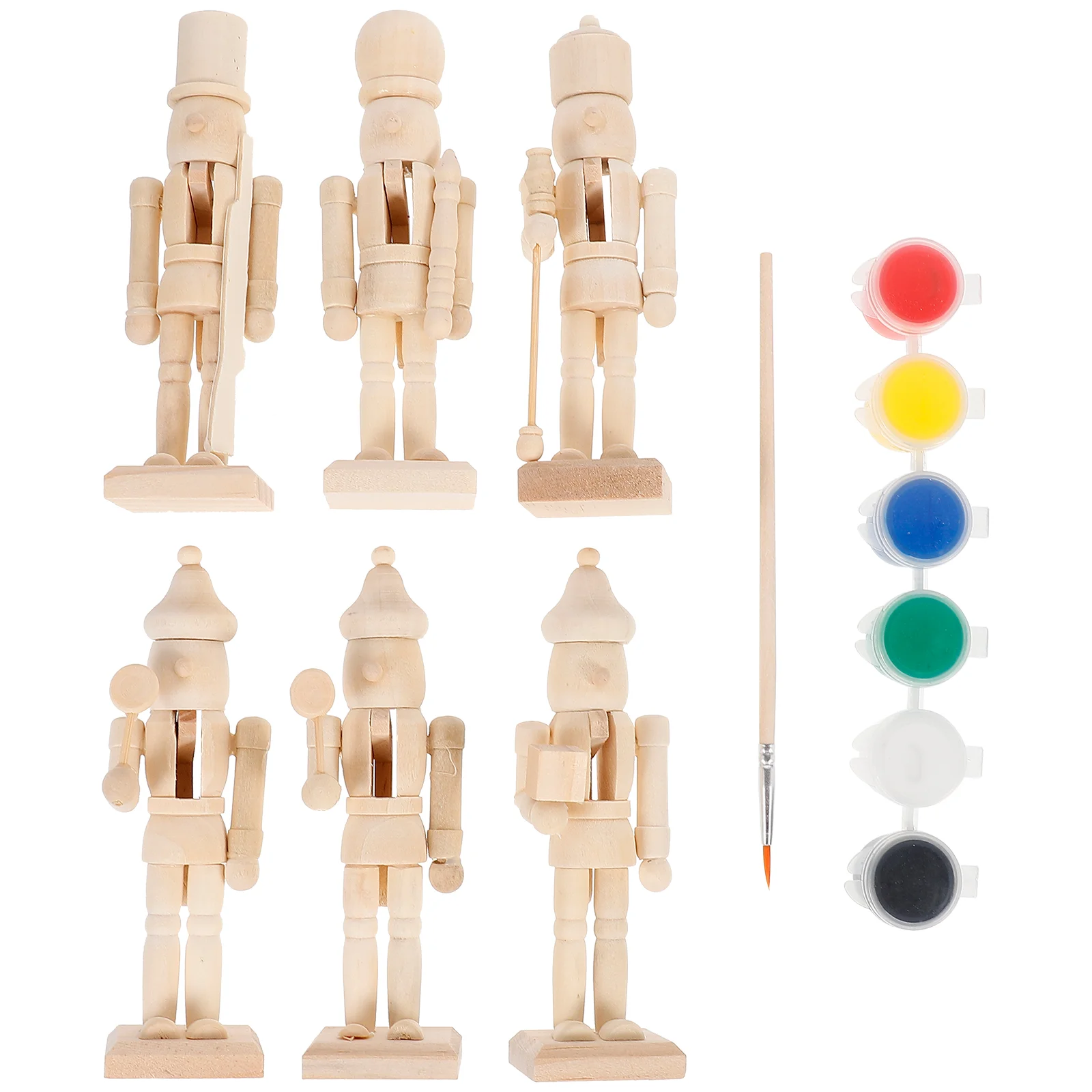 

Nutcracker Wooden Christmas Soldier Ornaments Puppet Mini Figures Nutcrackers Set Unpainted Wood Unfinished Figurines