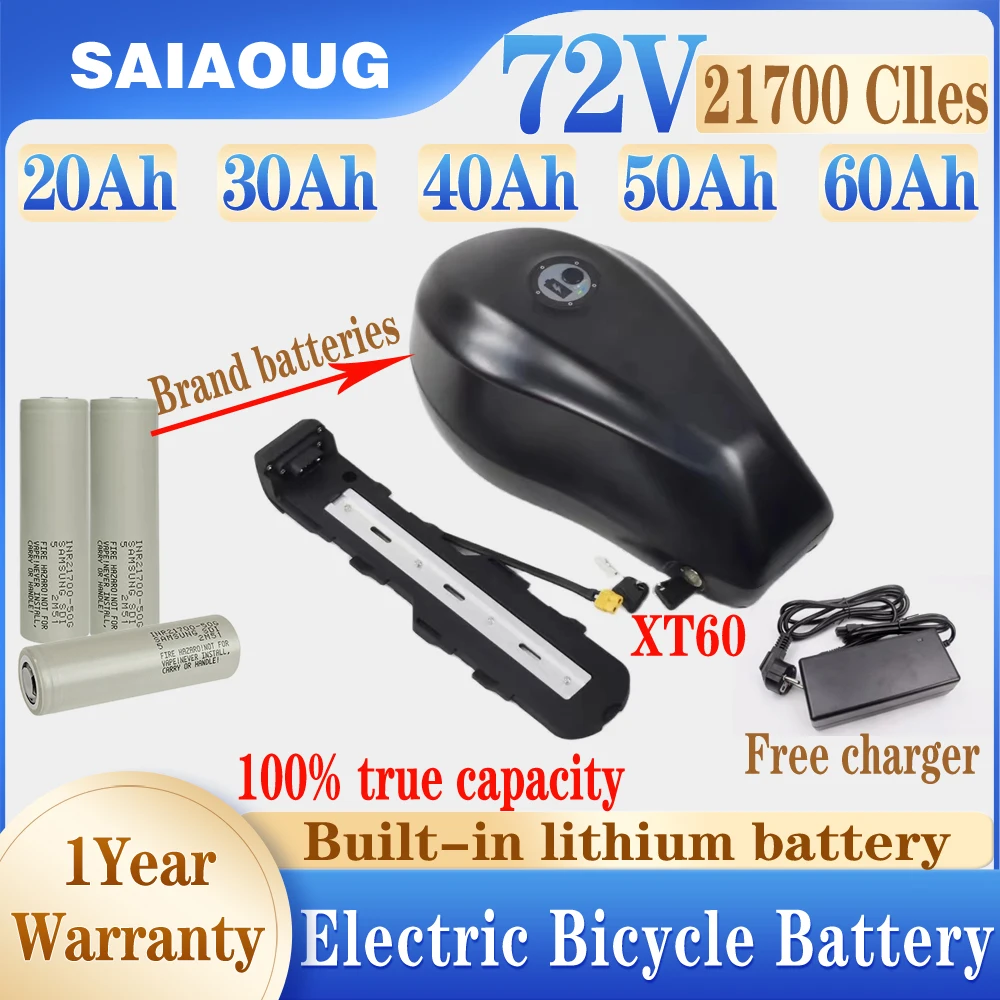 

Топливный бак 72 в, батарея 52 в 48 В для электровелосипеда Akku Accu, электрический велосипед 250 Вт-3000 Вт Bafang 20ah 30ah 50ah 60ah 21700, литиевая батарея