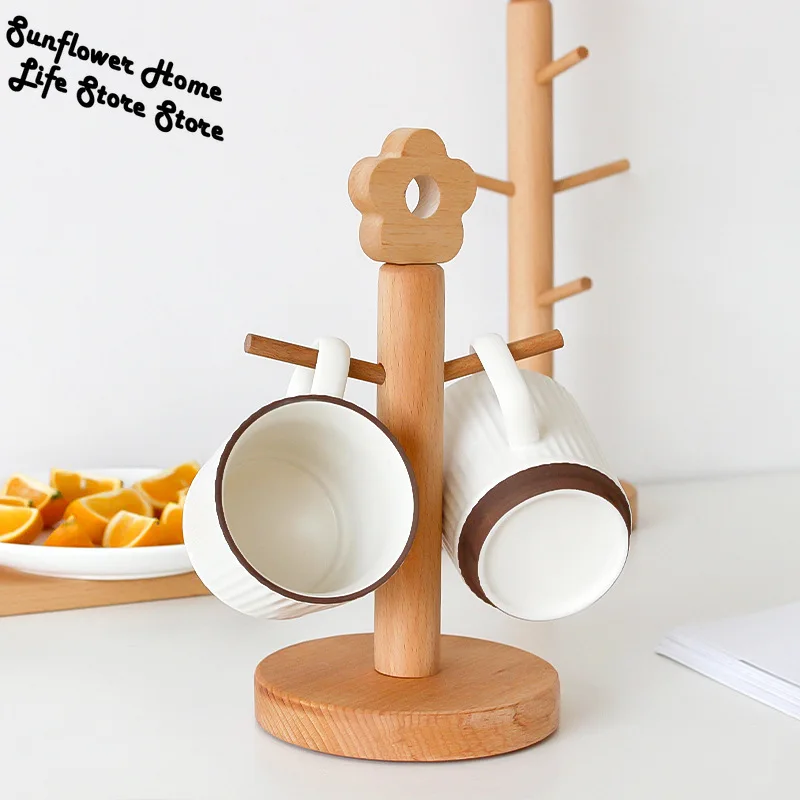 

Mug Holder Home Storage Coffee Cup Drain Rack Kitchen Shelf PP Detachable Portable Beech Tree-shaped