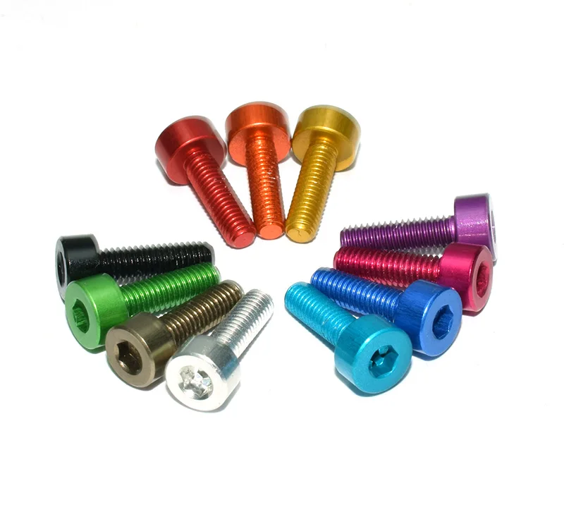 

10 шт. din912 алюминиевая крышка головка винт M3 M4 M5 M6 * 6/8/10/12/16/20/25 Красочный алюминиевый шестигранный винт болт