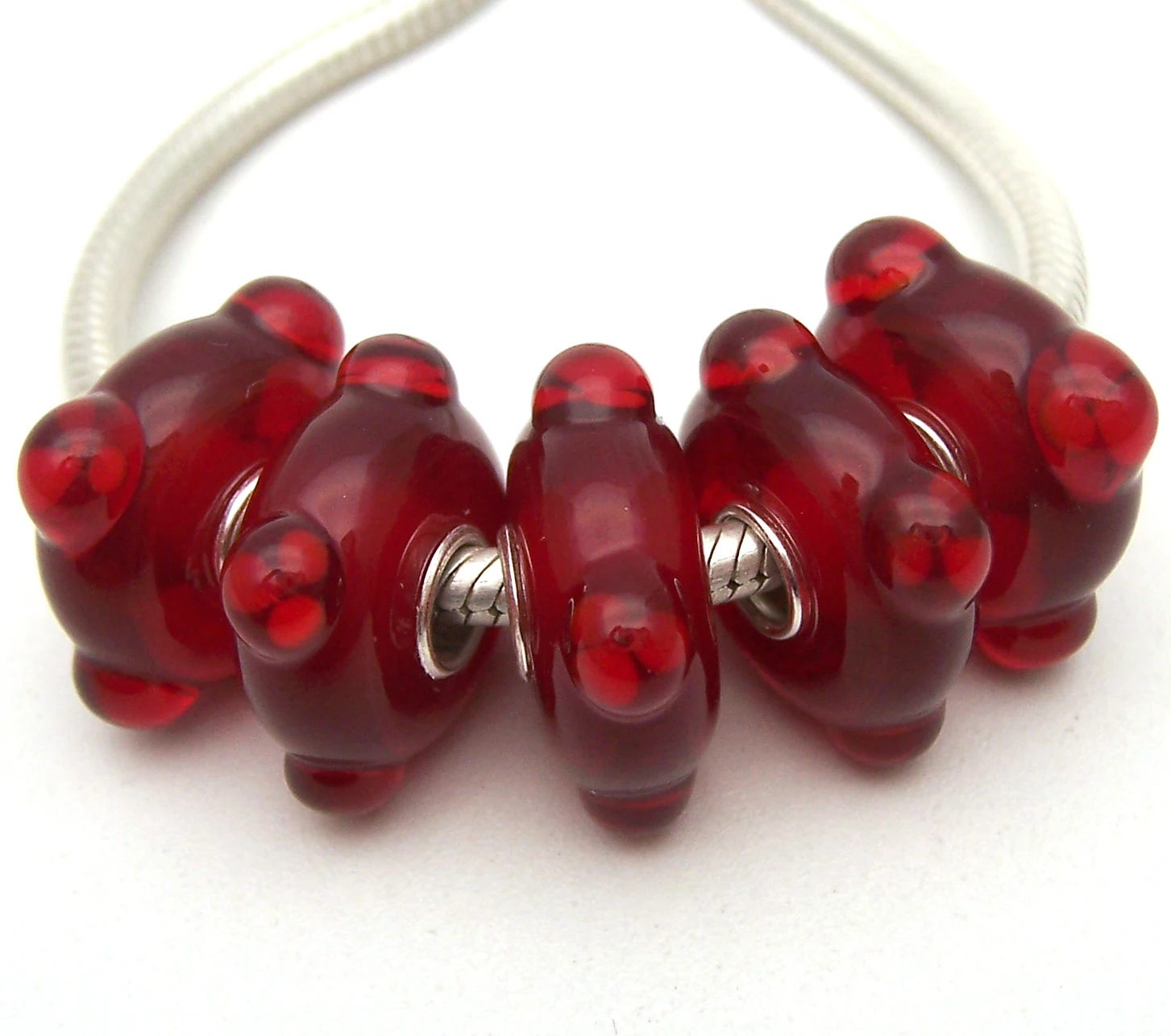 

Бусины из серебра 100% пробы с муранским стеклом