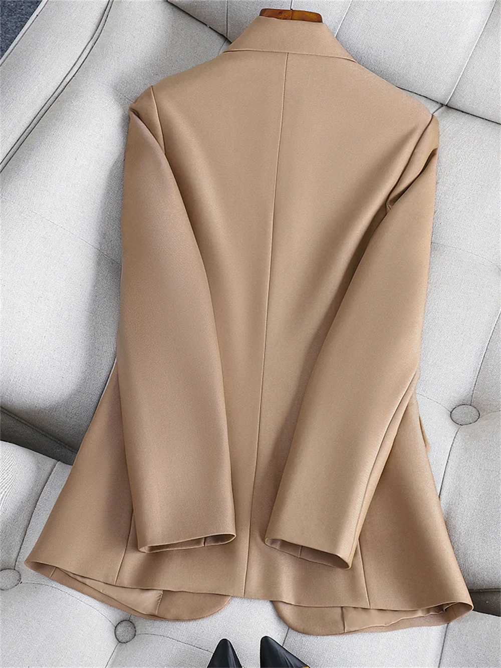 Women 2 Piece Set 2023 New Lady Coffee Black Long Sleeve with Scarf Pant Suit Elegant Formal Blazer + Trouser Business Suit Set