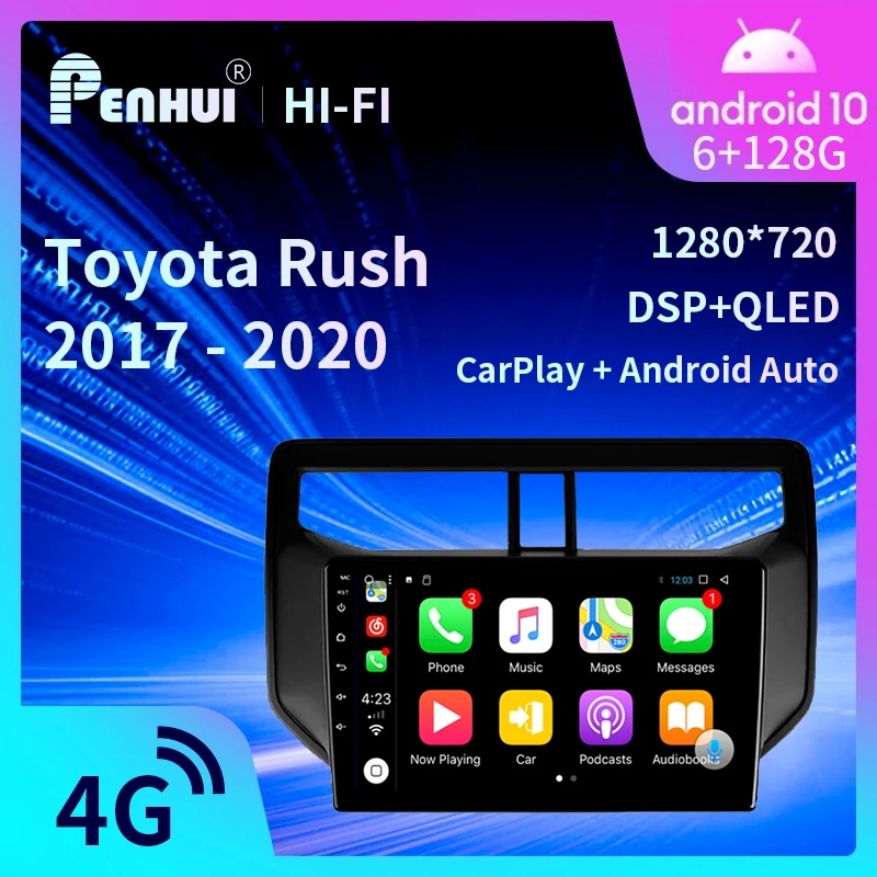 

Автомобильный DVD-плеер для Toyota Rush 2017-2020, автомобильный радиоприемник, мультимедийный видеоплеер, навигатор GPS, Android 10,0, двойной разъем Din