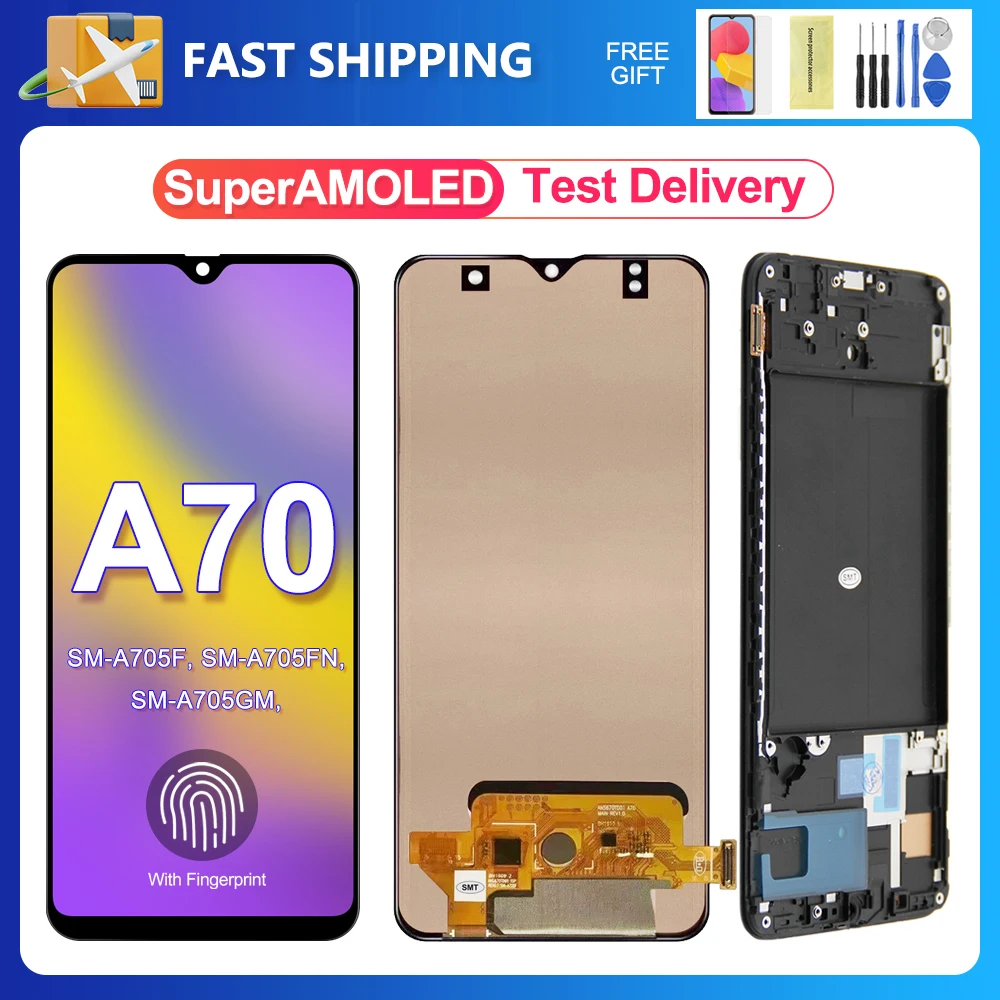 

6.7" Super AMOLED For Samsung Galaxy A70 A705 A705F LCD Display Touch Screen Digitizer Assembly Replacement Part For Samsung A70