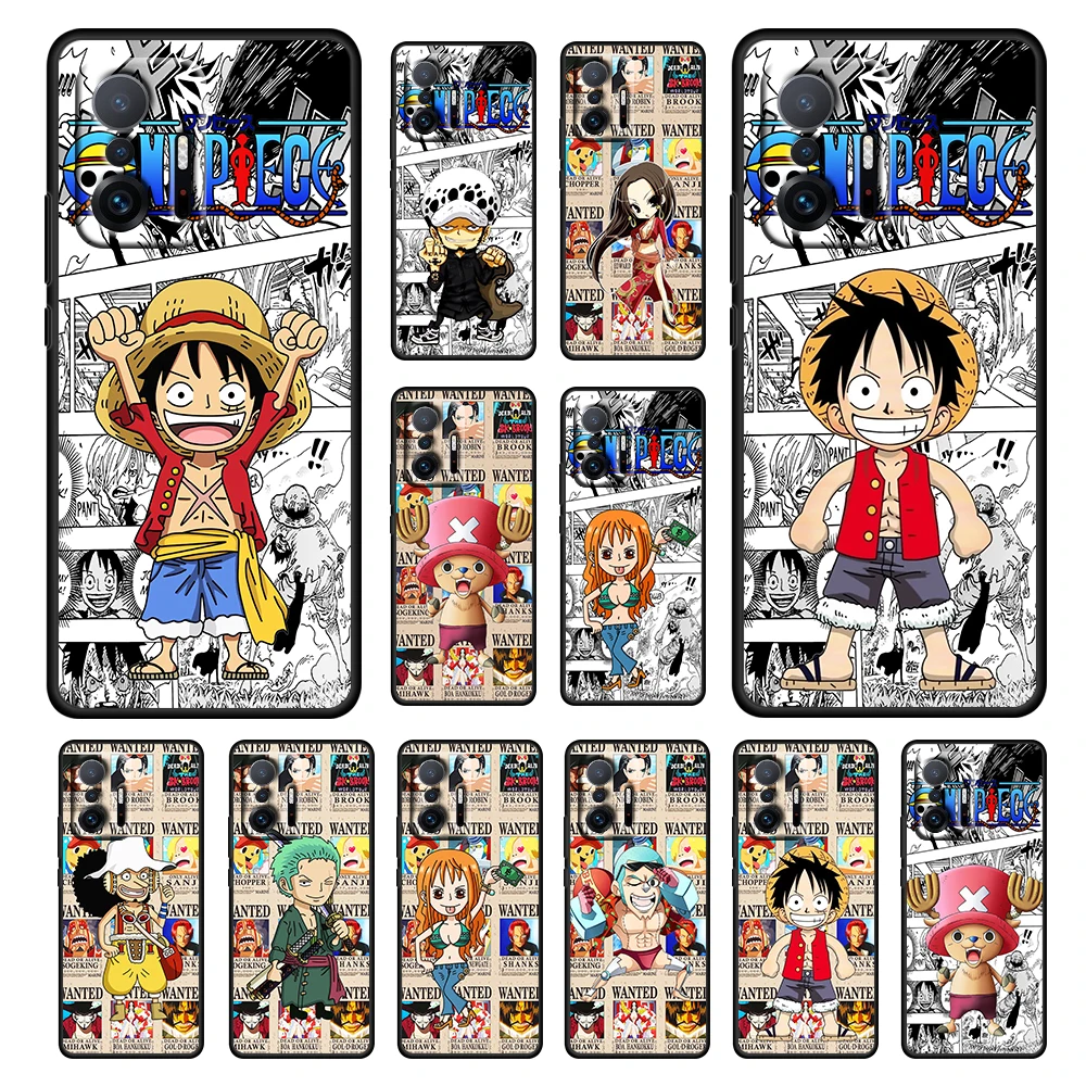 

One Piece Luffy Cute Anime For Xiaomi 12 11 11T 10T Note 10 Mi 9 Ultra Pro Lite 5G Soft Silicone TPU Black Phone Case Capa Cover