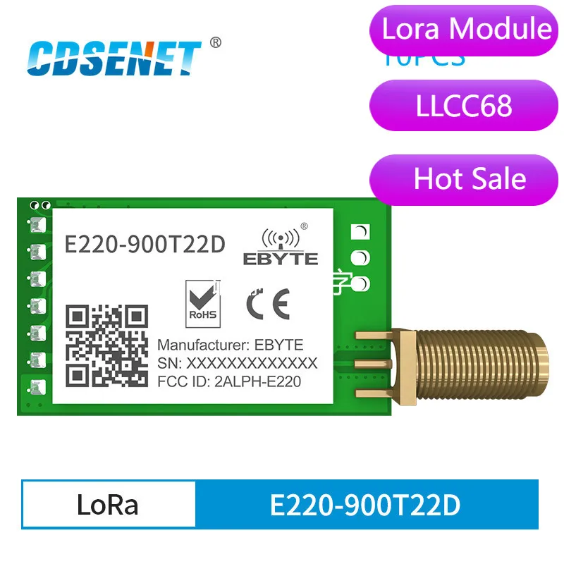 4pcs/lot LLCC68 LoRa 868MHz 915MHz Wireless Module 22dBm Long Range 5km E220-900T22D SMA-K UART RSSI Transmitter Receiver DIP