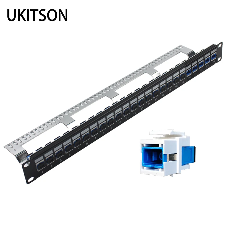 Фото 24-портовый SC APC UPC оптоволоконный патч-панель Кронштейн SC-SC Keystone Jack Симплексная оптическая рамка Одномодовая стойка для шкафа ODF 19 дюймов 1U №1