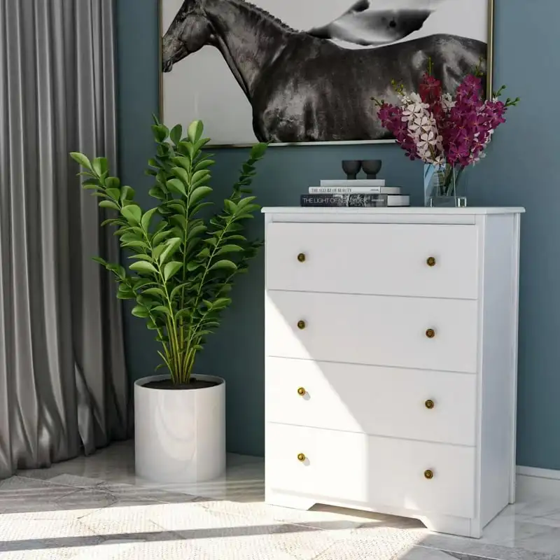 

with 4 Drawers, Dressers for Bedroom, Chest of Drawers Clothes Organizer, Wooden Nightstand for Living Room, Closet, Hallway, W