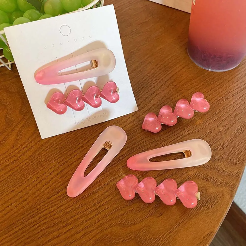 

Fashion Cute Acrylic Girls Gift Headdress Hair Accessories Heart Hairpin Side Hair Grab Women's Hair Clip Korean Style Barrette