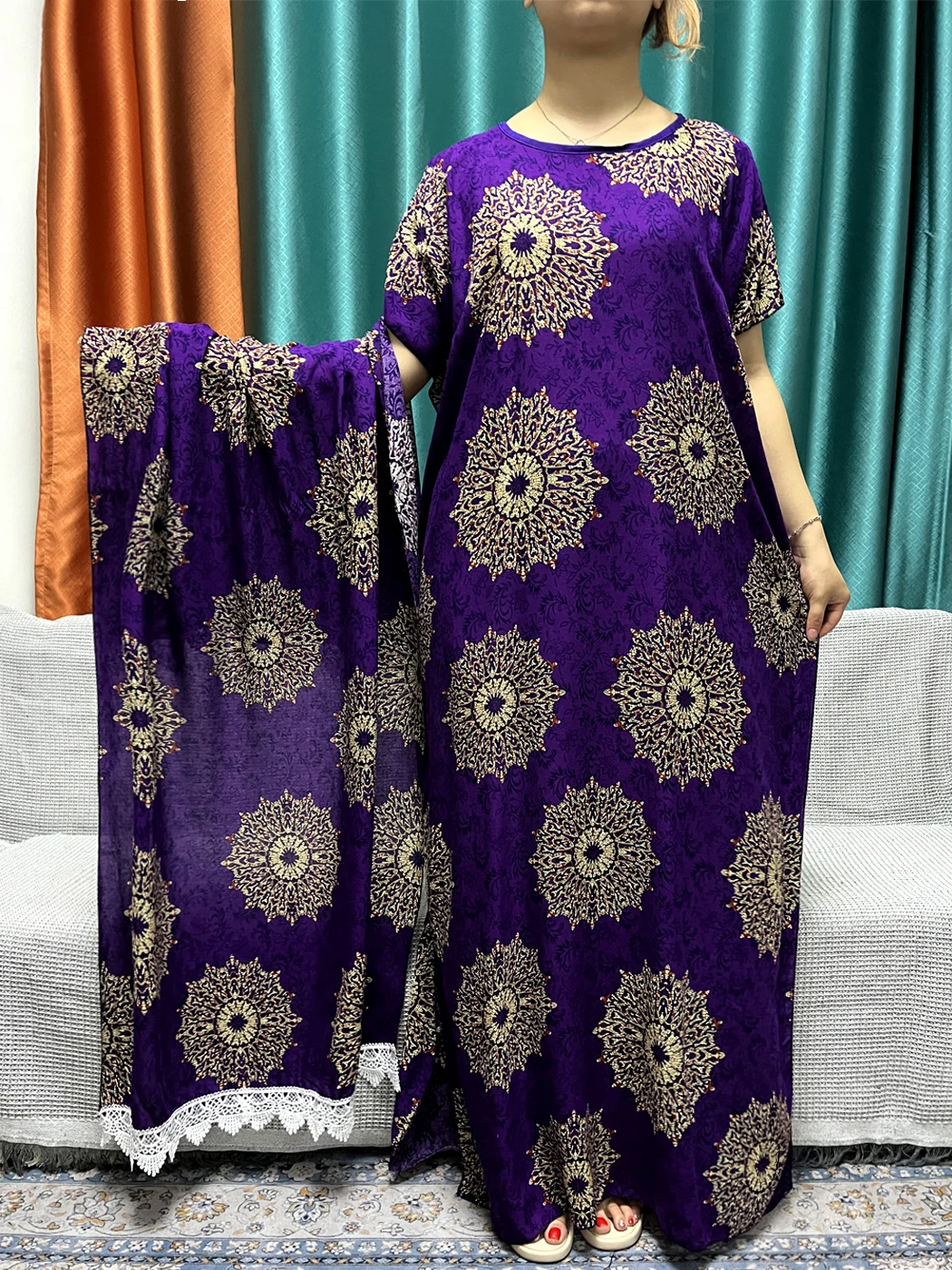 Мусульманская хлопковая ткань искусственная 2024 Boubou свободная Макси-Женская