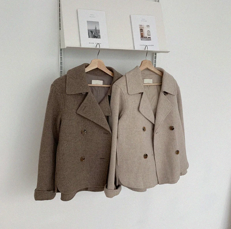 

Ladies Wool & Blends coat autumn winter new fashion elegant Female office coat loose thin long-sleeved Jackets for women