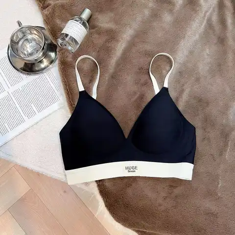 No Trace Comfortable Women's Underwear No Steel Ring Adjustable Gathering Side Milk Contrasting Color Ladies Bra