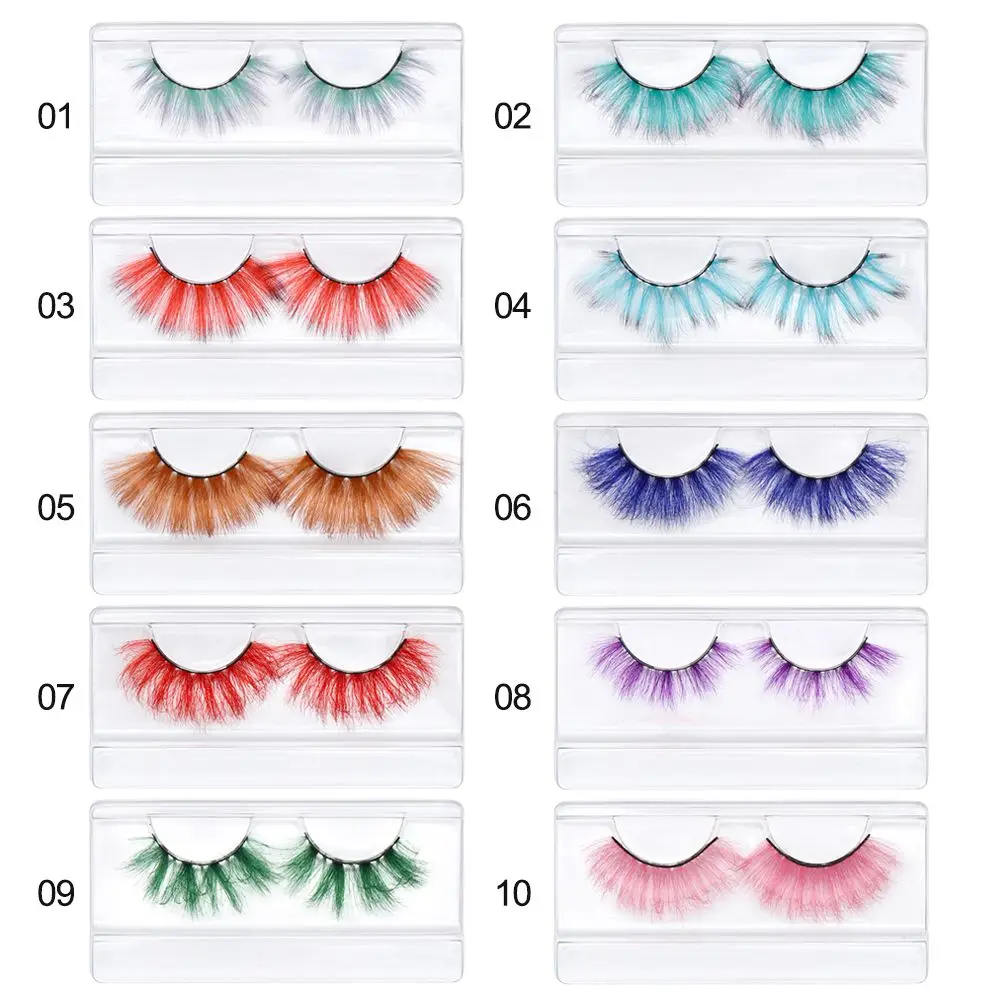 

2022 Newest 3D Faux Mink Hair Eyelashes Colorful 100% Mink Lashes Gradient Pink Blue Red White False Eyelashes Fluffy Soft Cilia