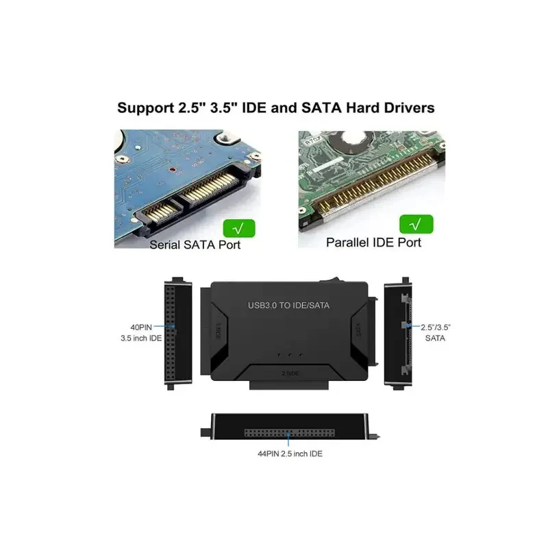 Фото Адаптер CHIPAL USB 3.0 IDE, универсальный конвертер USB 2.0 SATA 3 для жестких дисков 2.5 и 3.5 дюймов, HDD/SSD, IDE №4