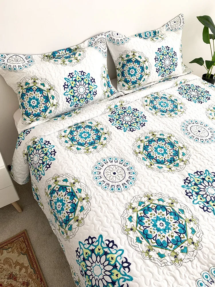 Floral Print Quilted Bedspread on The Bed Summer Duvet Quilt Blanket Tatami Sheet Coverlet Plaid Linen Cubrecam Bed Cover Colcha