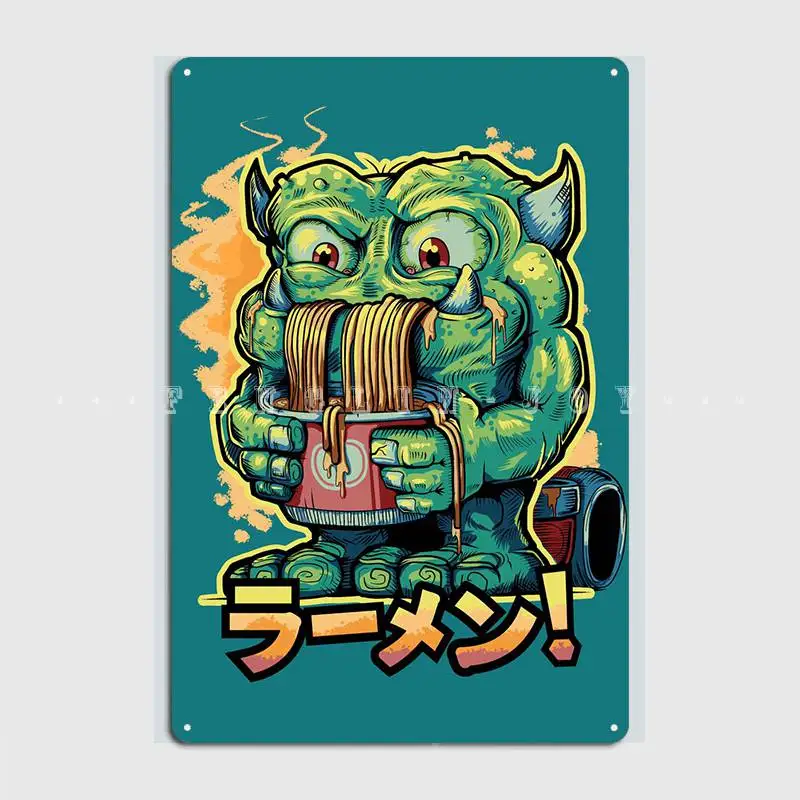 Металлический знак Монстр рамен проектирование помещения гаража жестяной