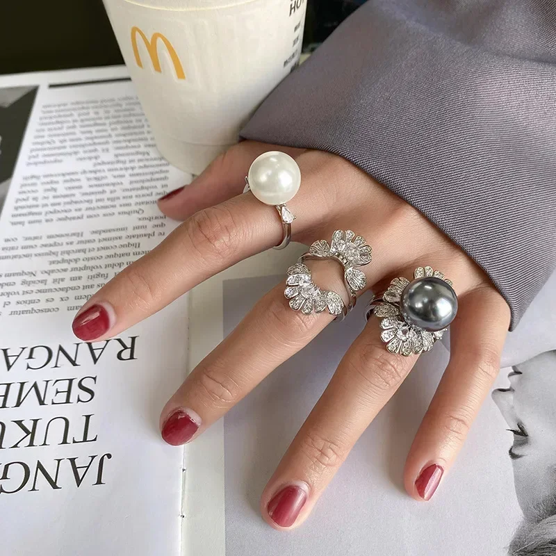 SrJewelry регулируемое кольцо 2 в 1 с медным покрытием и платиной инкрустацией