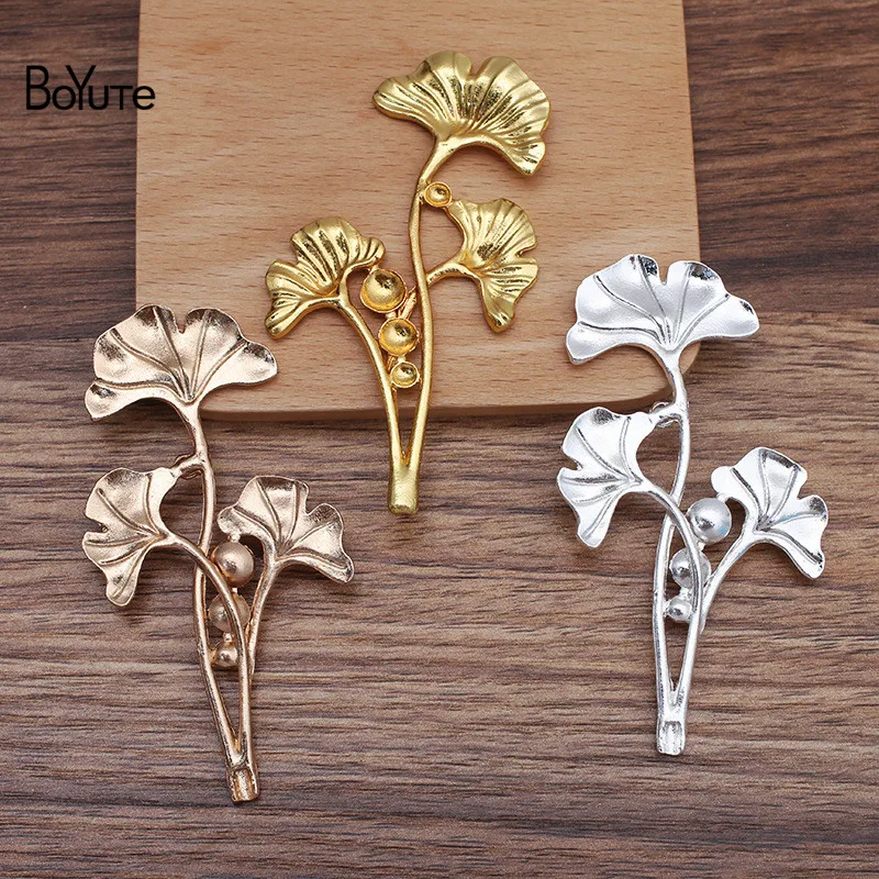 

BoYuTe (10 Pieces/Lot) 48*90MM Zinc Alloy Ginkgo Leaves DIY Jewelry Accessories Antique Palace Headwear Materials