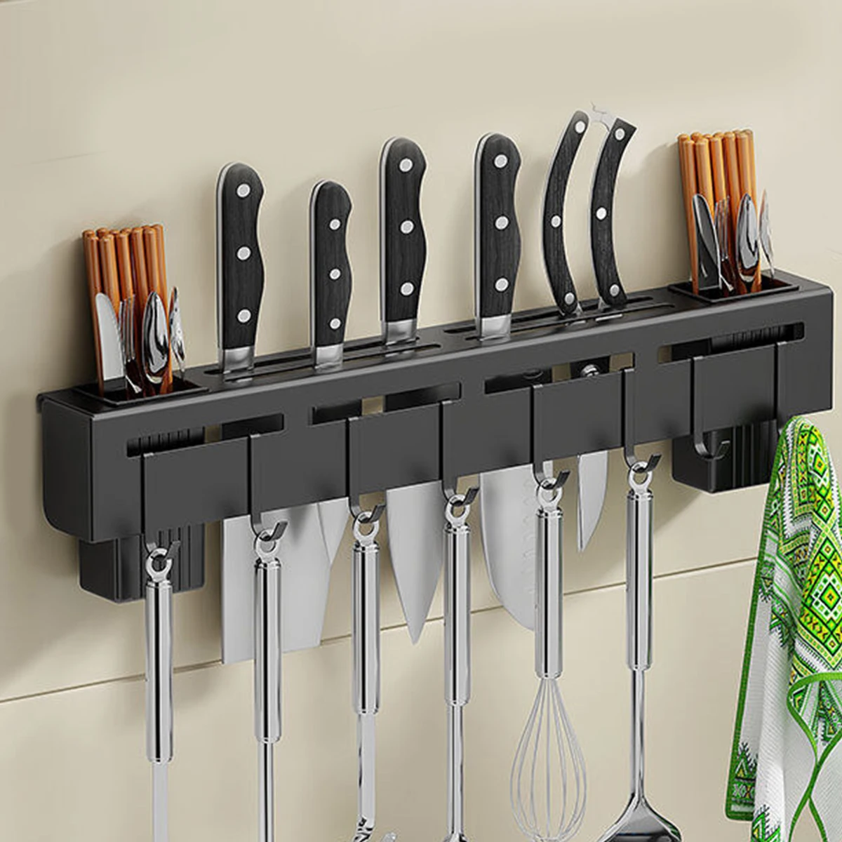 

Стеллаж для резака из нержавеющей стали, настенная полка для резака, кухонный держатель, дырокол, резак для хранения палочек и ложек