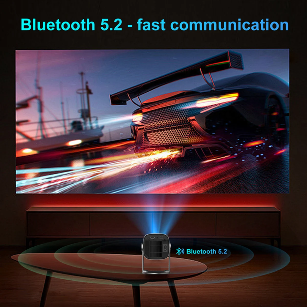 Фото Профессиональный мини-проектор 4k Hd 1280p Wi-Fi Led Smart TV (штекер США) №4