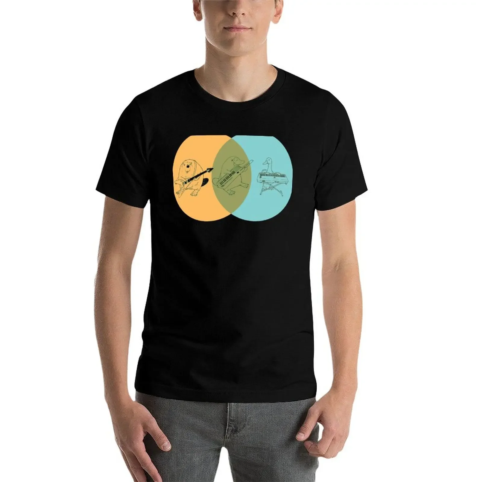 Фото Keytar Platypus Venn Diagram-футболка OGB, винтажная футболка с рисунком, фигурки аниме, синяя арховая уличная одежда, мужская футболка №4