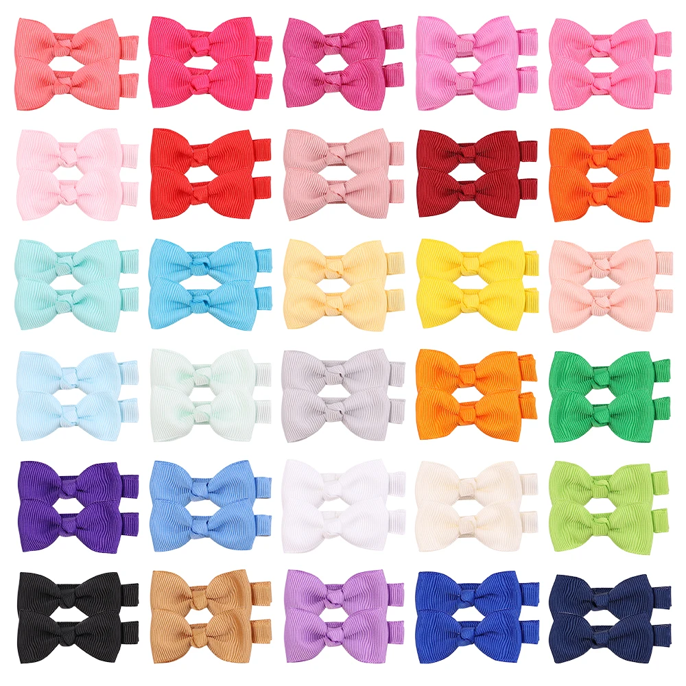 

1Piece 2.3'' Solid Grosgrain Ribbon Bows Hair Clips For Cute Girls Mini Bowknot Hairpin Barrettes Headwear Kids Hair Accessories