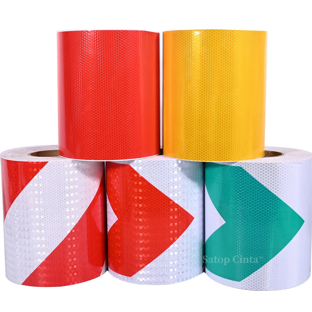 20CM High Light PVC Reflective Safety Warning Tape Road Traffic Construction Site Self-adhesive Reflector Sticker Guide Sign 20M