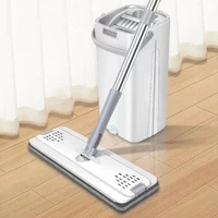 flat squeeze household mop and bucket 360 rotating hand free wringing floor lazy mop cleaning with microfibier pads kitchen mop