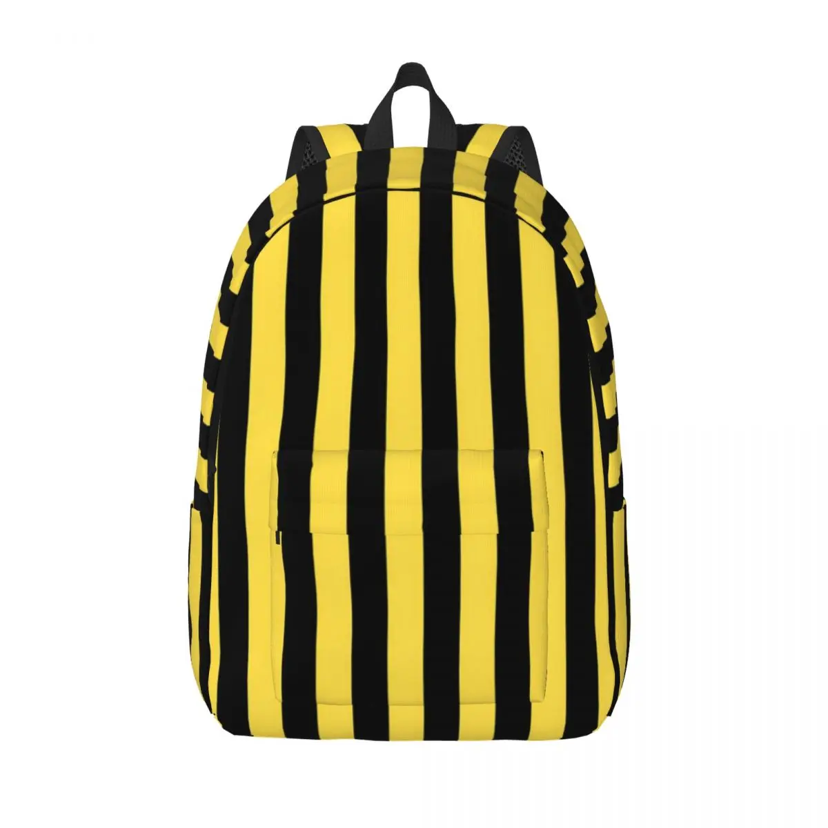 

Vertical Striped Backpack Black And Yellow Modern Backpacks Student Outdoor Print High School Bags Custom Rucksack