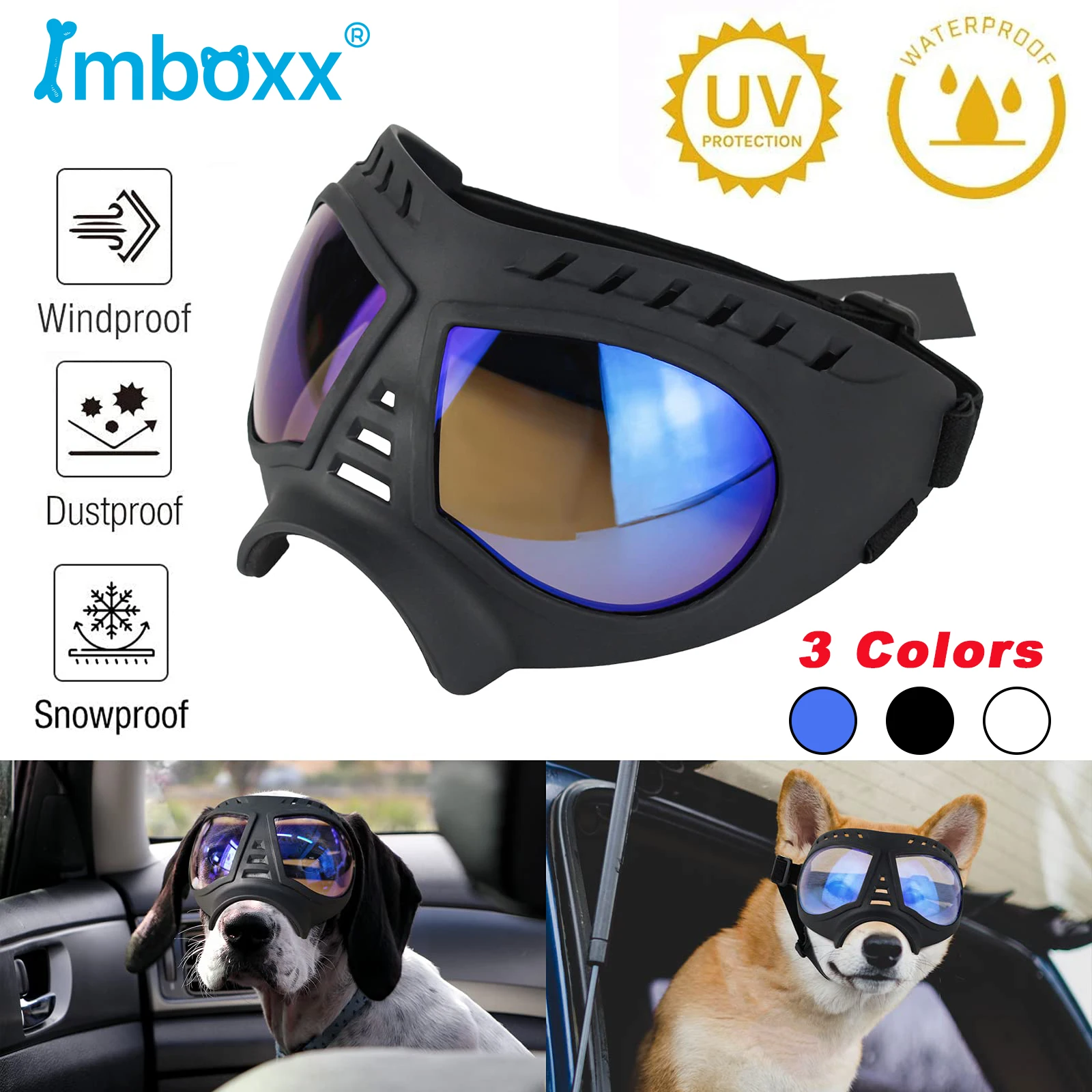 Occhiali per cani occhiali da sole UV occhiali estivi antivento cornice morbida occhiali per cuccioli per cani lunghi muso protezione degli occhi accessori per cani