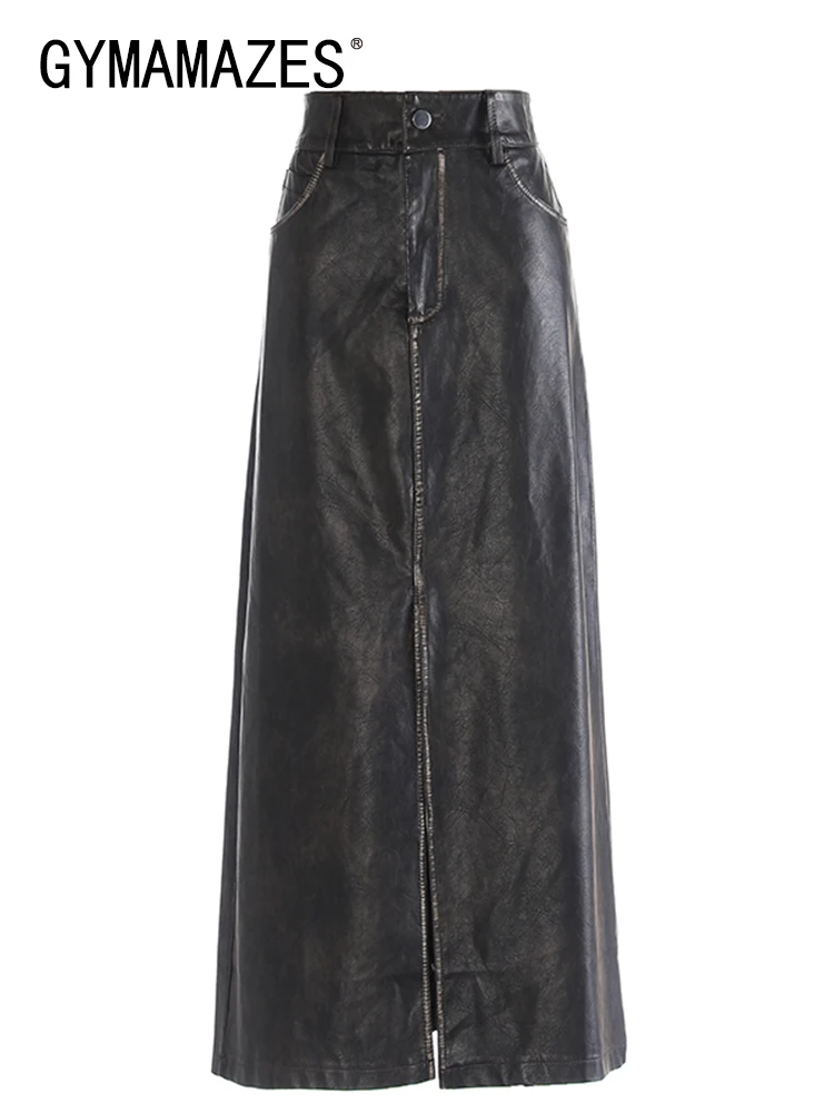 

GYMAMAZES Solid Minimalist Skirts For Women High Waist Patchwork Pockets Slimming Temperament Skirt Female Fashion Clothing 2023