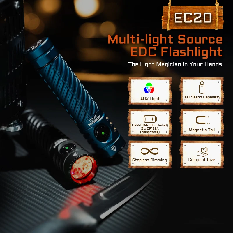ACEBEAM EC20 новый светодиодный фонарик EDC LUXEON HL4X светодиоды 2800 люмен 340 метров 18650