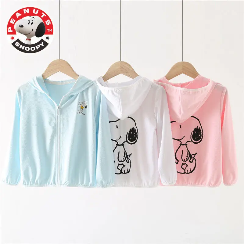 

Летняя Детская Солнцезащитная одежда Kawaii Snoopy вентилируемая быстросохнущая куртка Повседневная Удобная Солнцезащитная одежда