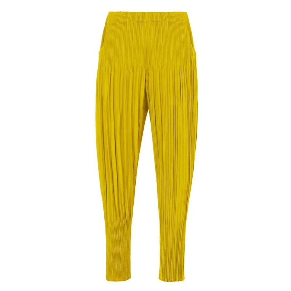 Плиссированные простые повседневные брюки новинка Женские Простые дышащие