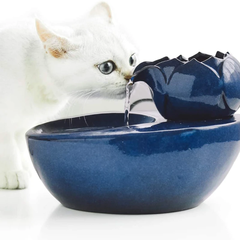 

Cat Water Fountain Automatic Ceramic Drinking Fountain for Pets Easy to Clean 50.8 oz Water Capacity (Blue)