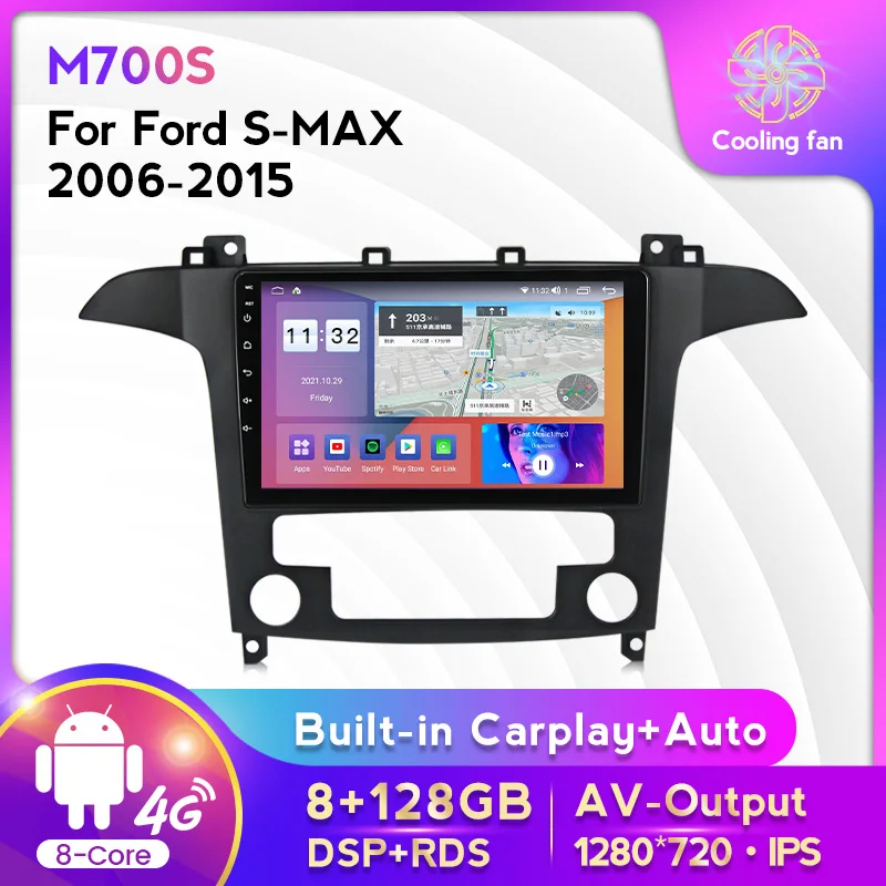 

9inch Screen Android 11 8+128G 8-Core Car Radio Stereo For Ford S-Max S Max SMax 2006- 2015 GPS Navigation Carplay+Auto WIFI 4G
