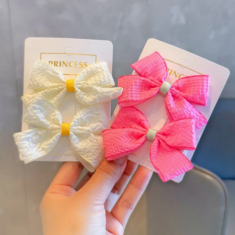 

2PCS Princess Bright Color Fresh Bow Tie Girls Hairpins Children Headwear Hairgrip Hair Clips Lovely Barrettes Hair Accessories