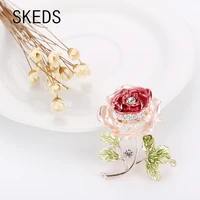elegant lady exquisite rhinestone rose enamel brooch womens party clothing accessories brooches metal flower jewelry gift