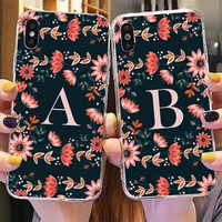 cute 26 flower letters phone case for iphone 11 12 13 mini pro max 8 7 6 6s plus x 5 se 2020 xr xs case shell