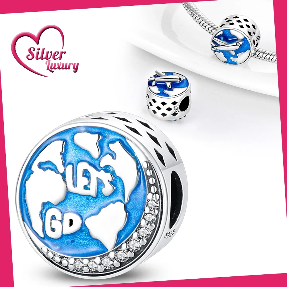Стерлингового Серебра 925 дорожный праздничный багаж подвеска бусины подходят