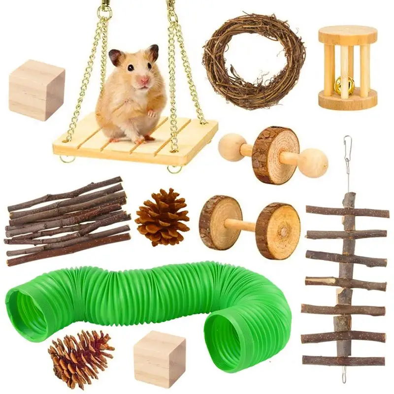 

Chew Toys For Hamsters 12PCS Wooden Hamster Chews For Teeth Funny Hamster Toys Durable Guinea Pig Chew Toys For Hamster