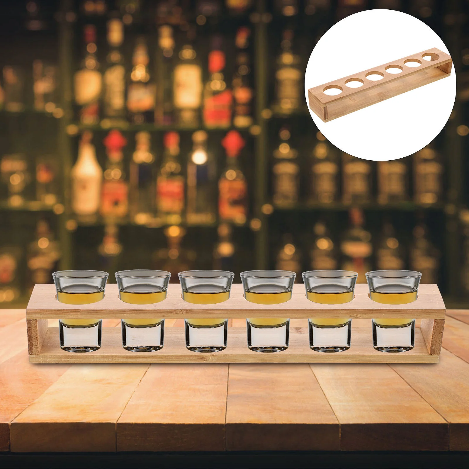 

Whiskey Glass Organizer Wooden Display Stand Swallow Cup Shot Storage Holder Glasses Trays