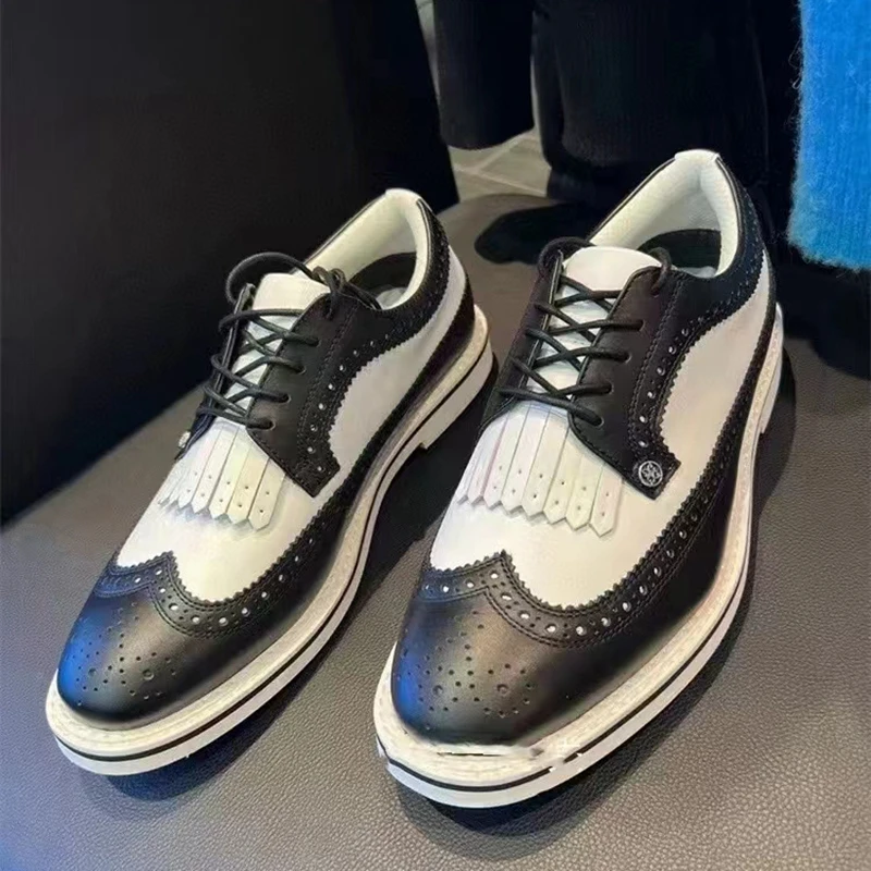 2023 Men's Sneakers Golf Shoes Korean Brand Leather Comfortable Non-slip Waterproof Fashion Outdoor Sports Casual White Sneakers