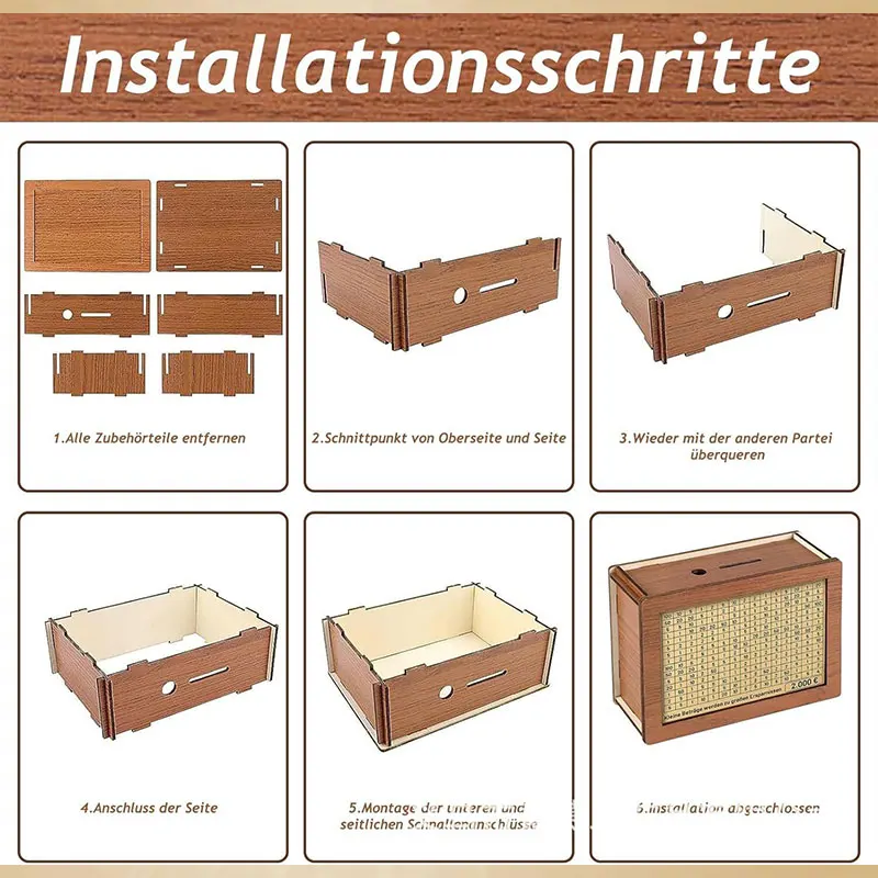 1 шт. деревянная коробка для денег 8 наклеек