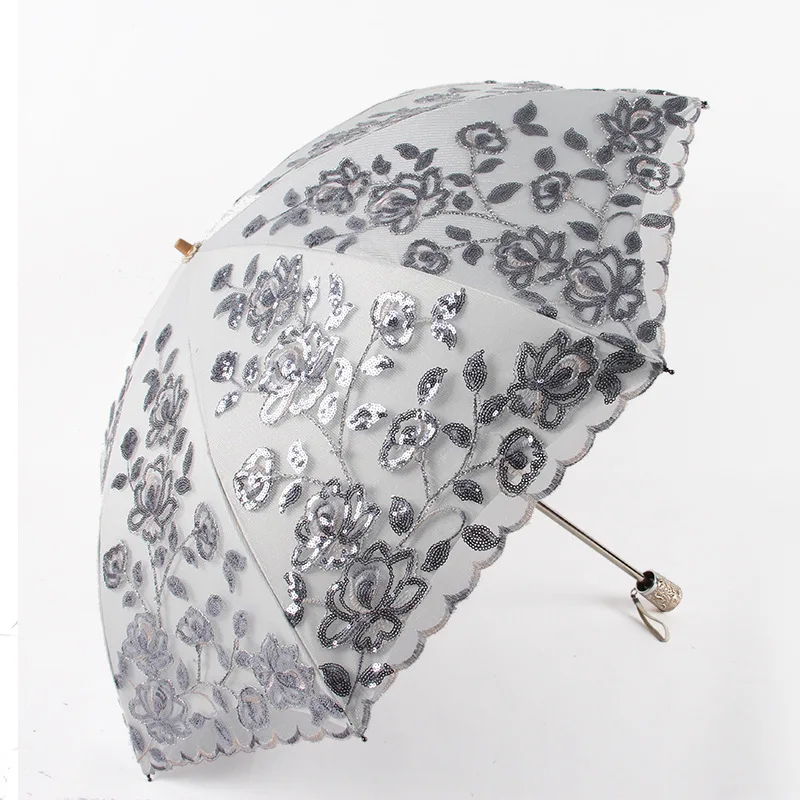 

Black Glue Sun Umbrella Embroidered Lace Umbrella Aurora New Sunny Umbrella 20% Double-layer Anti-ultraviolet Sunshade