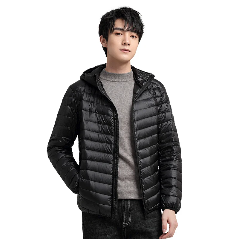 Meilly Gecko 2022 New Pattern Autumn and Winter Male Thin Short Leisure Wild White Duck Down Hooded Down Jacket