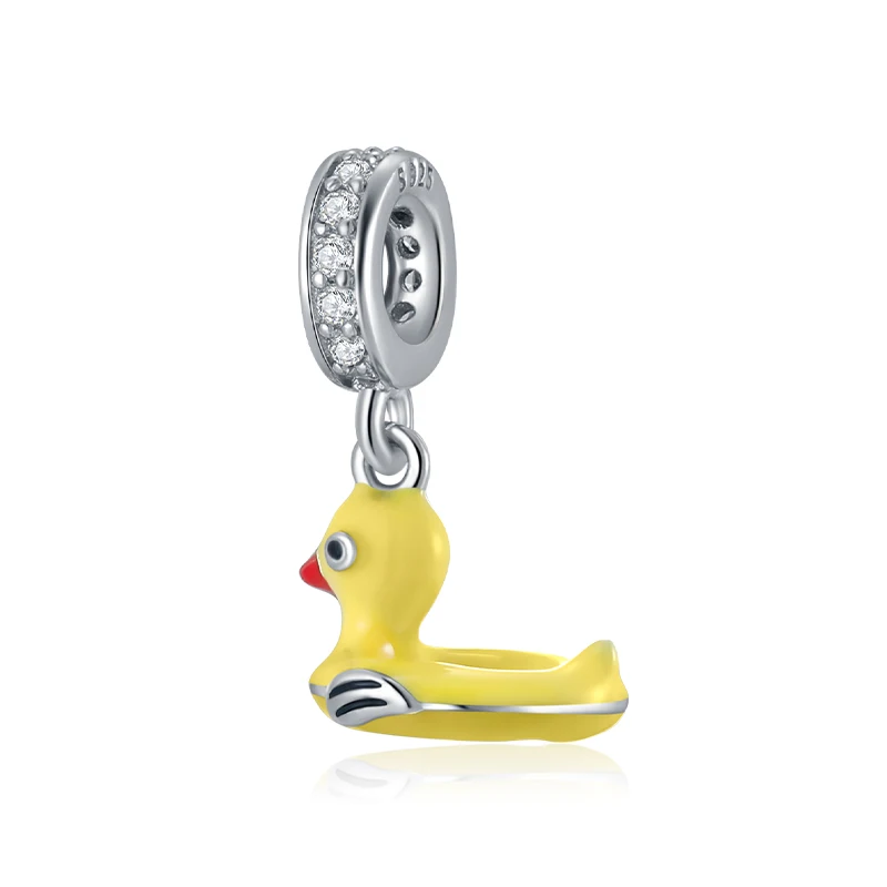 

Enamel pendant Charms Silver Color Orginal Fashion Cute Little Yellow Duck Beads Bracelet Women Gift Bead Fine Jewelry Making